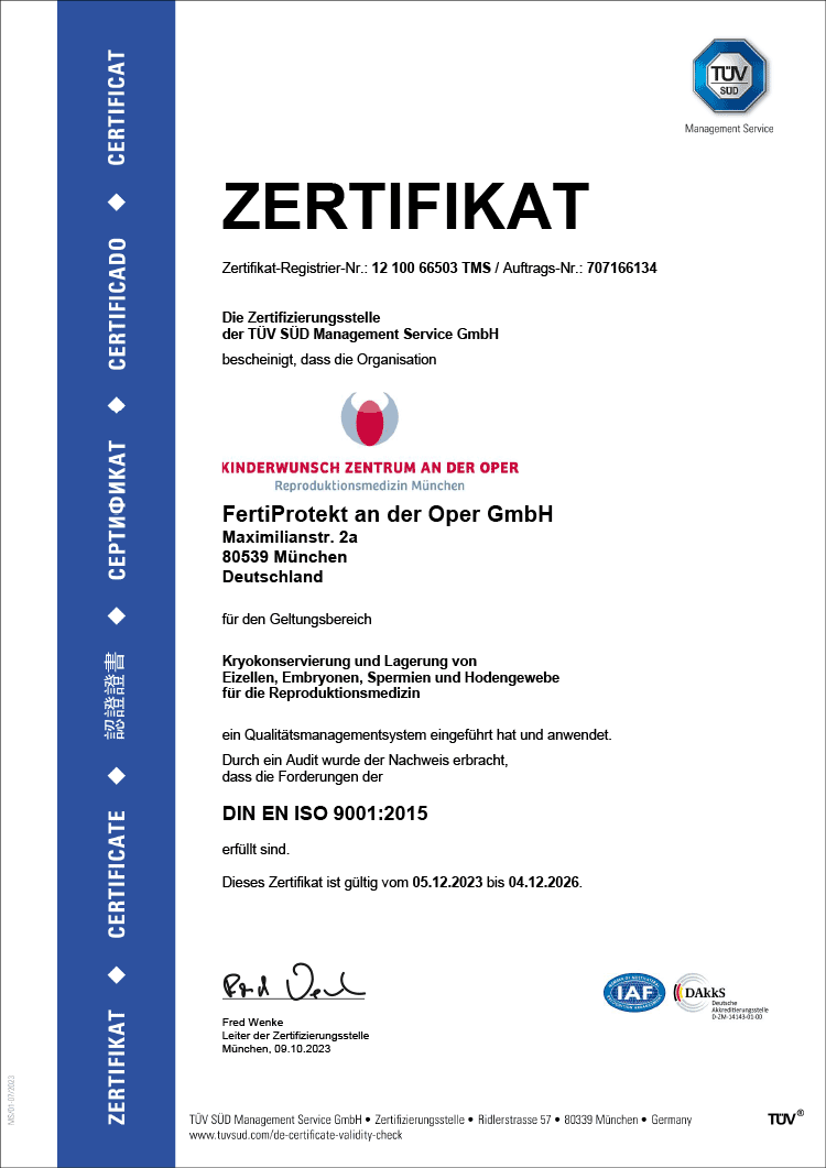 Zertifikat Social Freezing